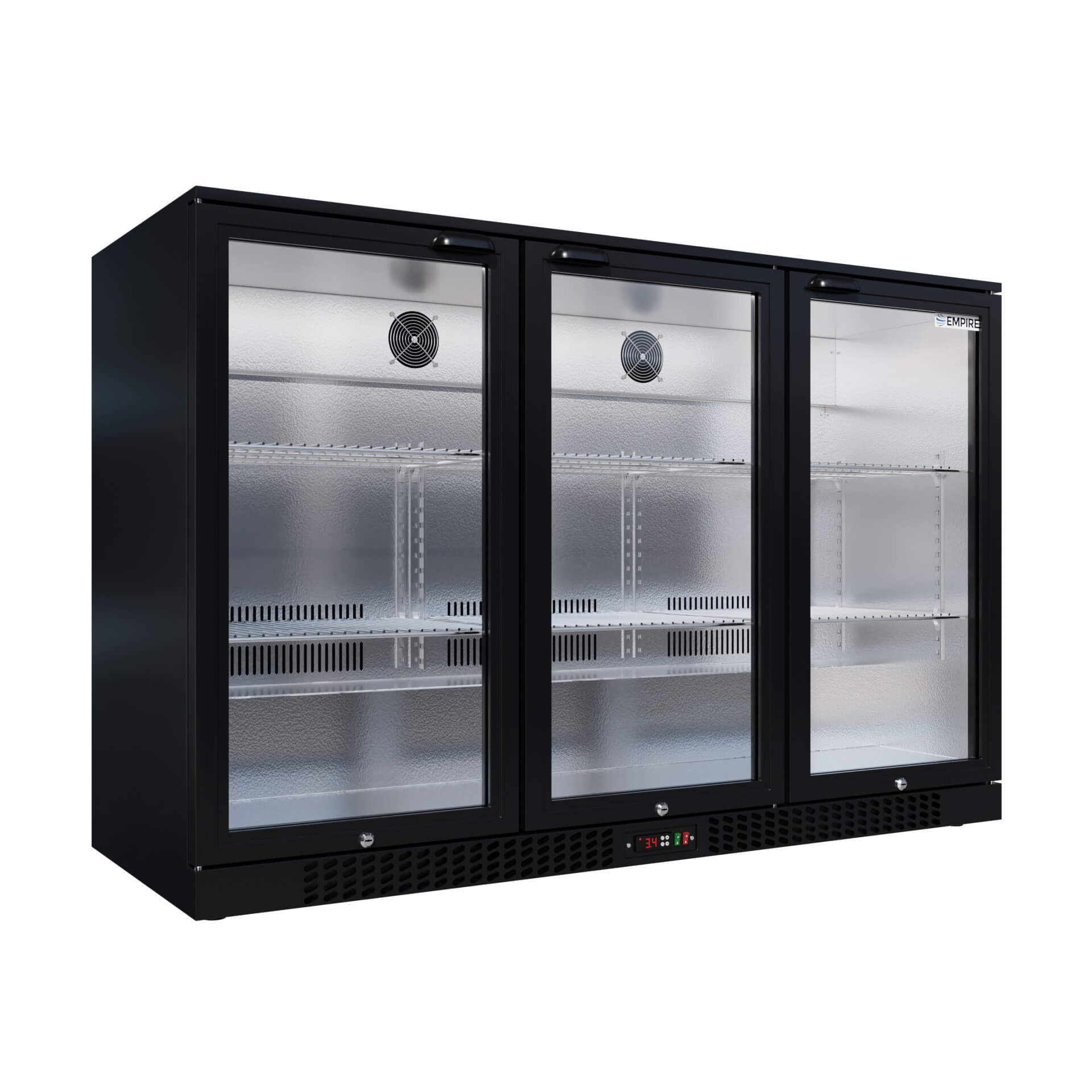 Empire Triple Door 330L Bottle Cooler – B Rated Hinged Door Commercial Back Bar Fridge | CL-320H