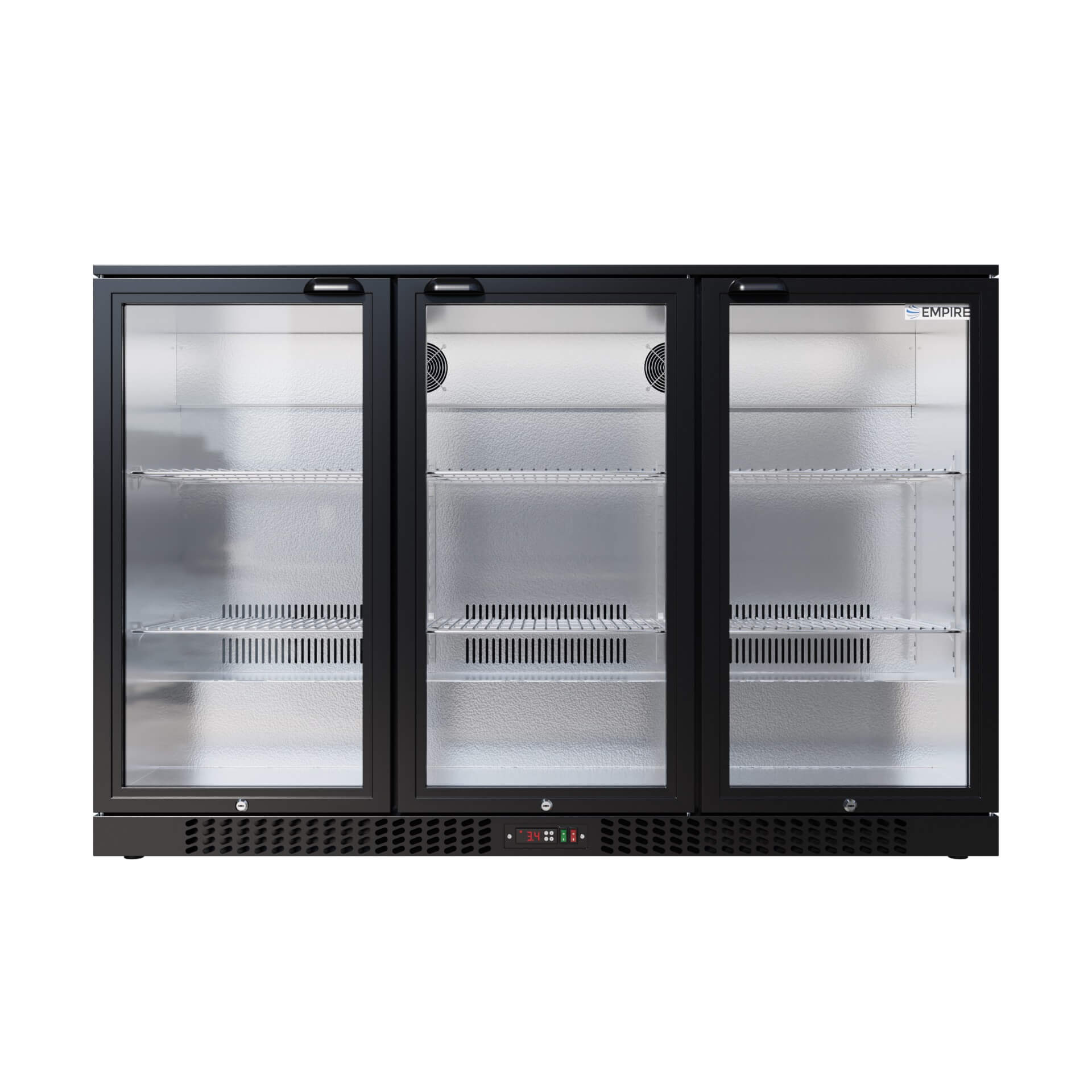 Empire Triple Door 330L Bottle Cooler – B Rated Hinged Door Commercial Back Bar Fridge | CL-320H