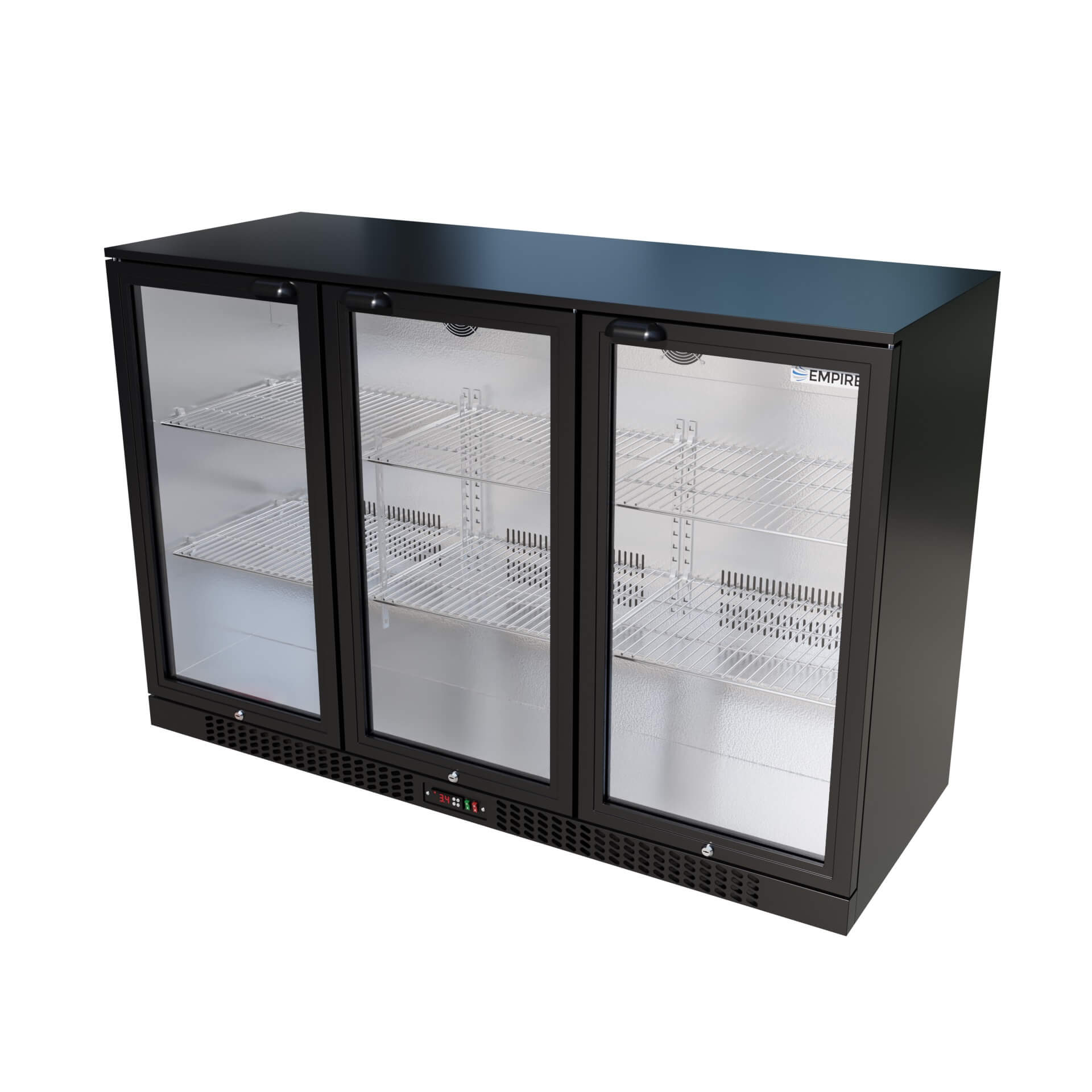 Empire Triple Door 330L Bottle Cooler – B Rated Hinged Door Commercial Back Bar Fridge | CL-320H
