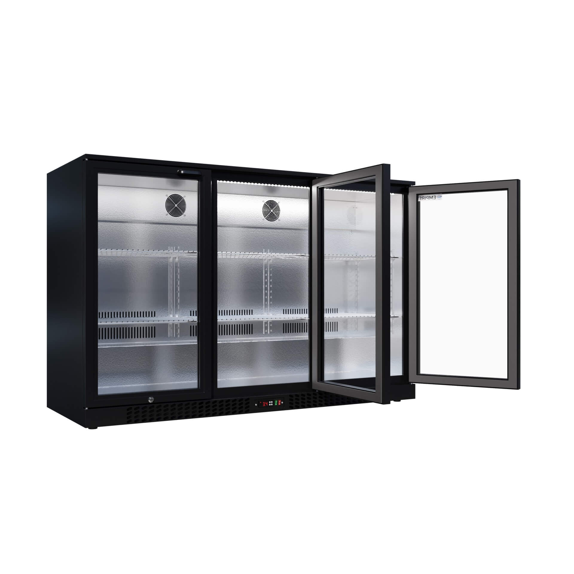 Empire Triple Door 330L Bottle Cooler – B Rated Hinged Door Commercial Back Bar Fridge | CL-320H
