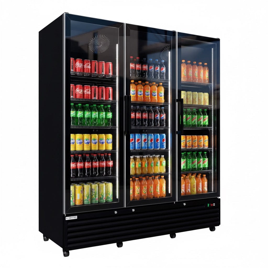 Upright Double Door Bottle Coolers Empire Triple Door Upright Display Fridge Cooler – 1483L Commercial Glass Door Merchandiser | CL-1500W