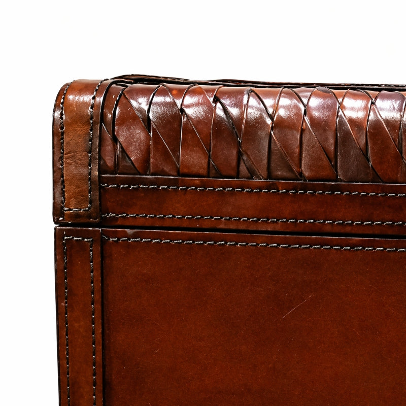 Explorer Handcrafted Leather Weave Trunk Set – Cognac (Set of 3)