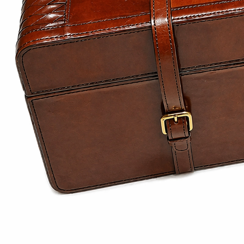 Explorer Handcrafted Leather Weave Trunk Set – Cognac (Set of 3)