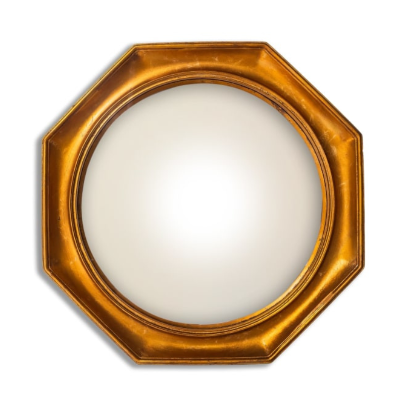 Antiqued Gold Octagonal Framed Convex Mirror