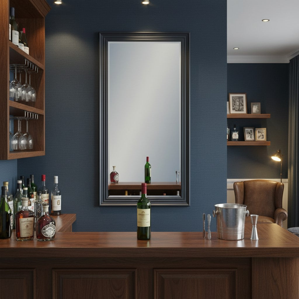 Extra Large Matt Black Step-Framed Blackpool Mirror