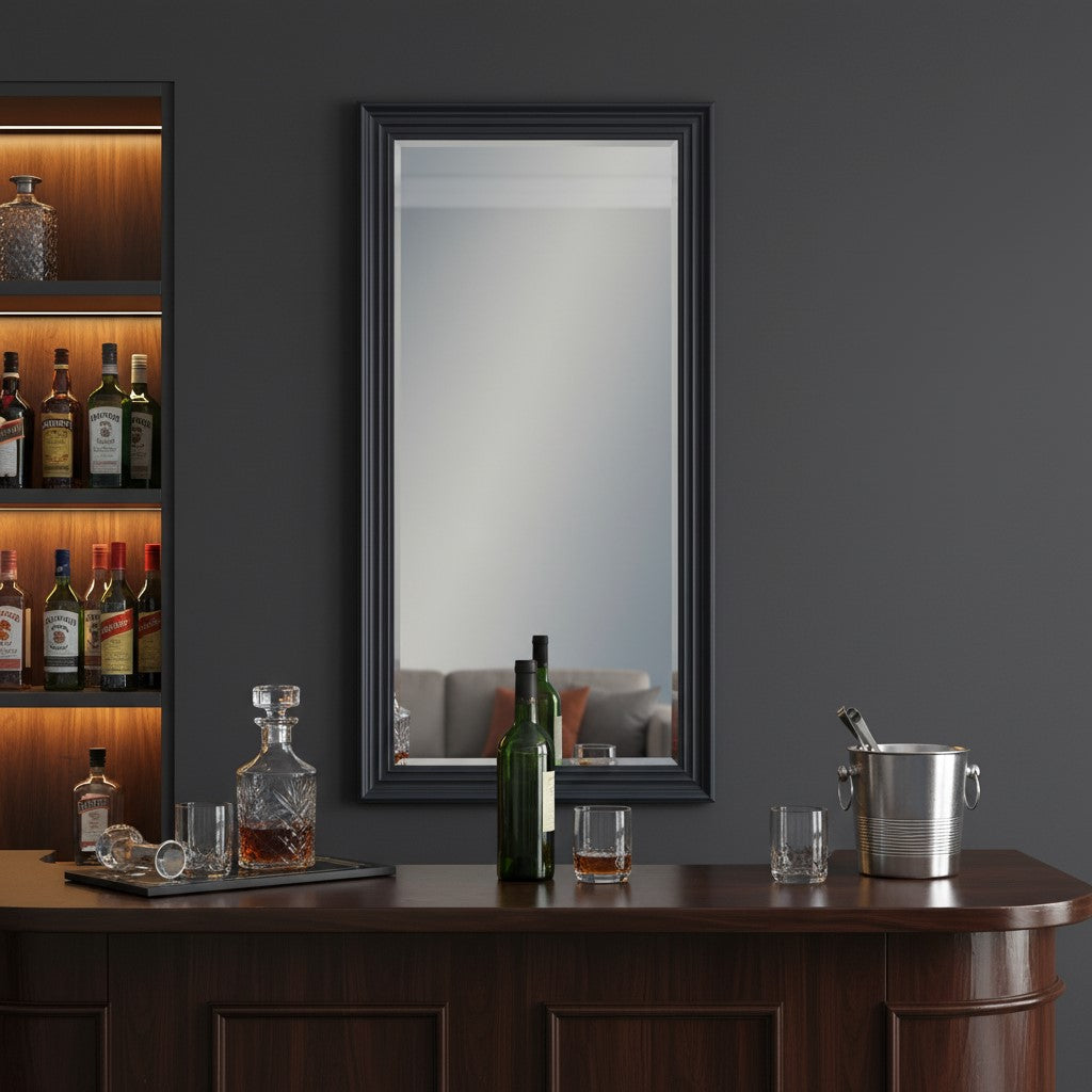 Extra Large Matt Black Step-Framed Blackpool Mirror