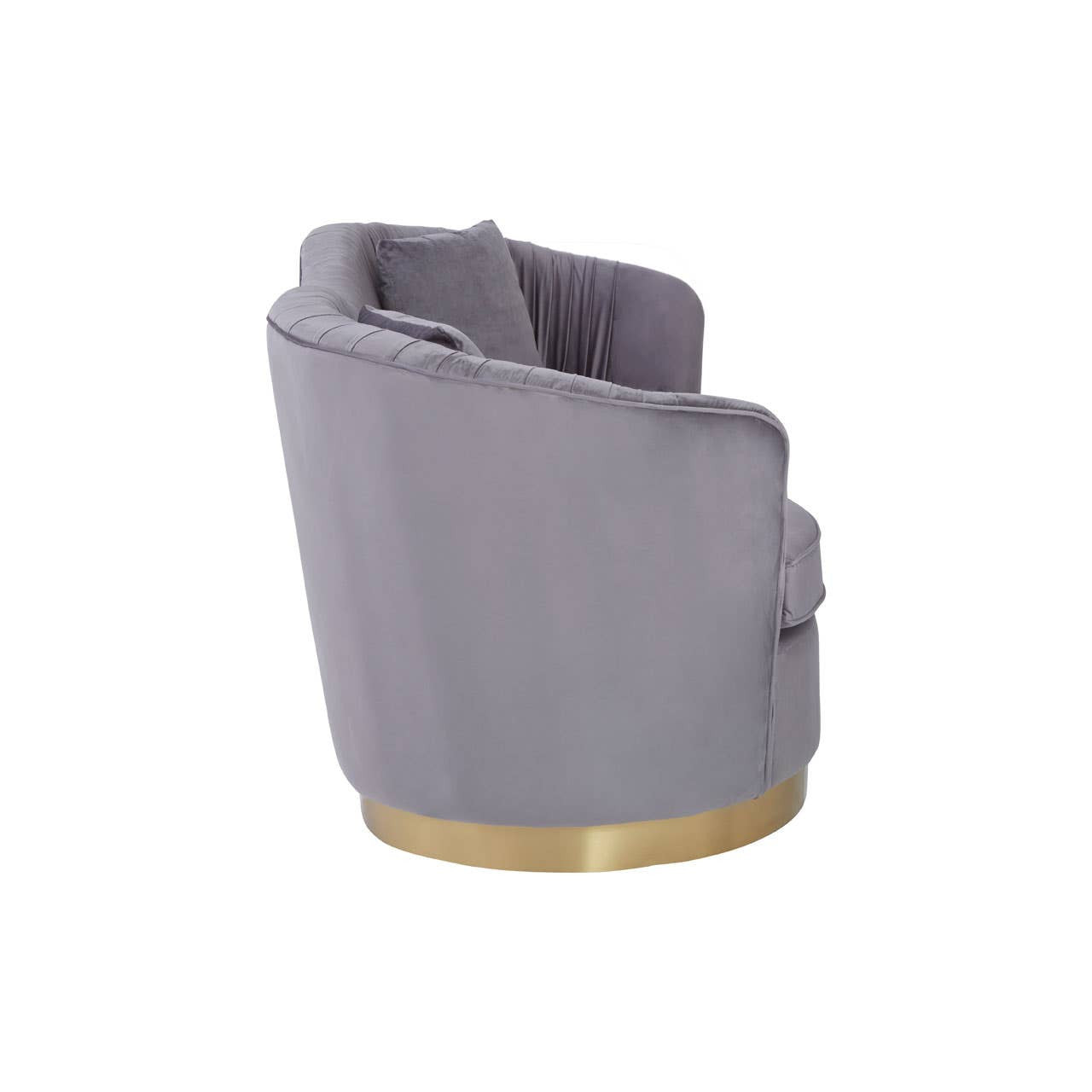 Franza Two-Seat Sofa – Grey Pleated Velvet & Gold Base