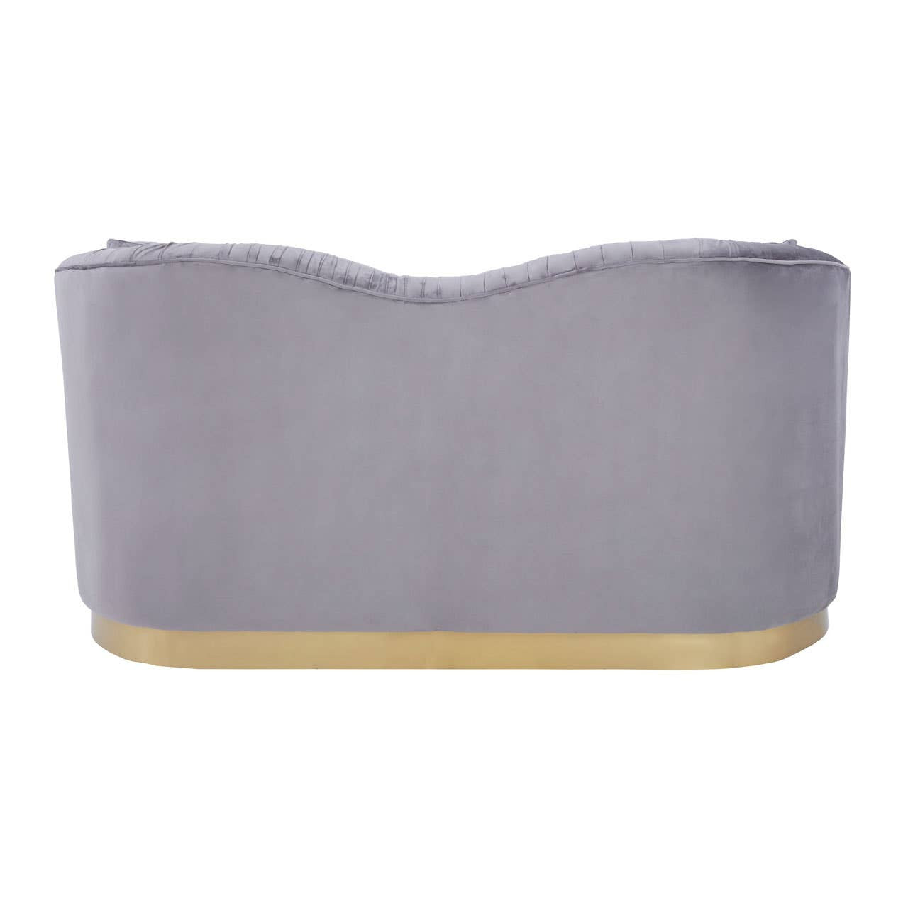 Franza Two-Seat Sofa – Grey Pleated Velvet & Gold Base