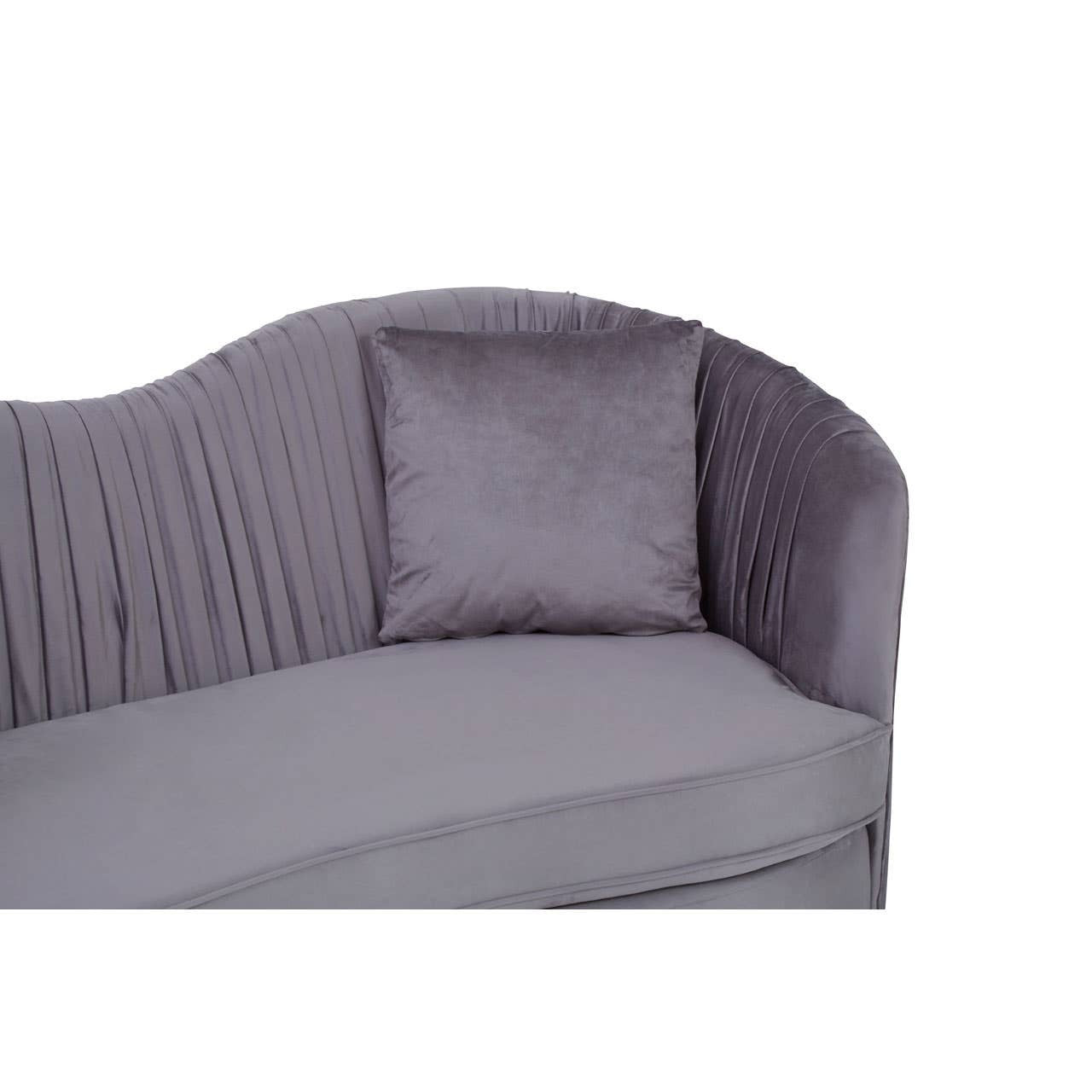 Franza Two-Seat Sofa – Grey Pleated Velvet & Gold Base