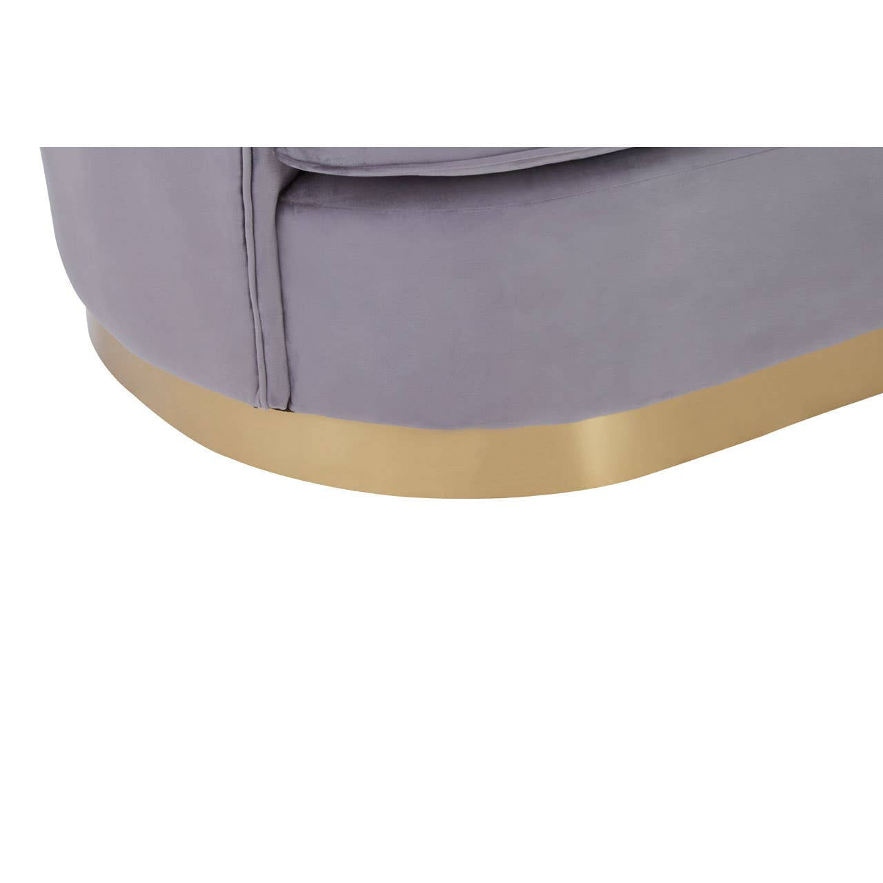 Franza Two-Seat Sofa – Grey Pleated Velvet & Gold Base