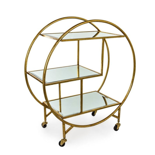 Glam Gold Circular Drinks Trolley