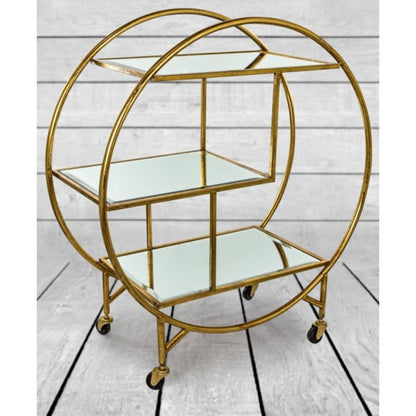 Glam Gold Circular Drinks Trolley