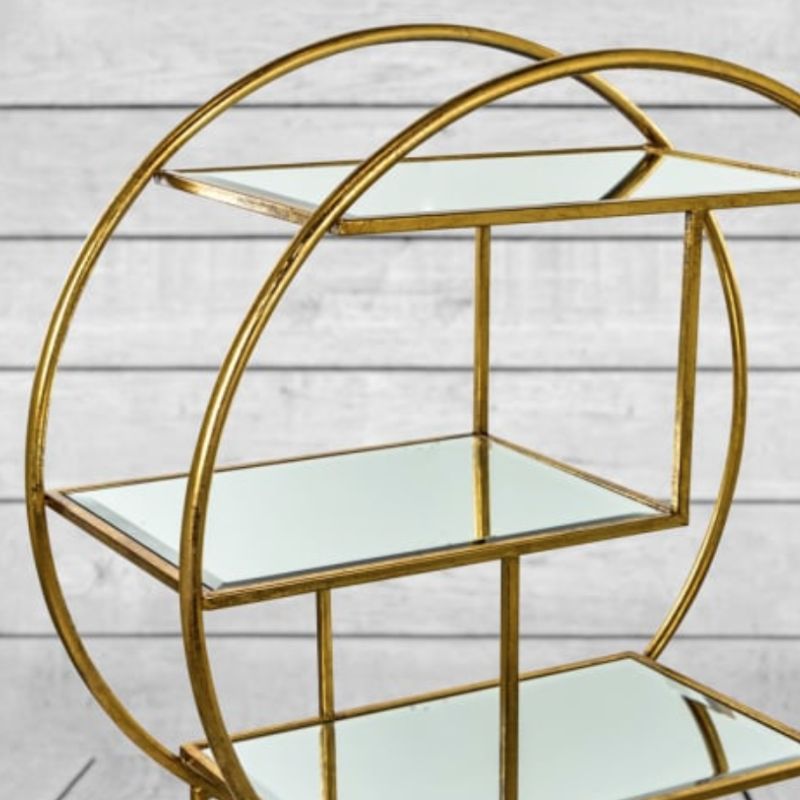 Glam Gold Circular Drinks Trolley