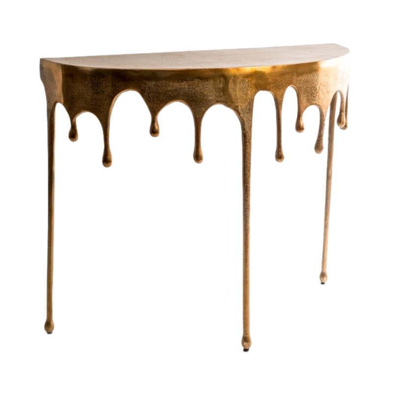 Gold "Dali" Drip Oval Aluminium Console Table