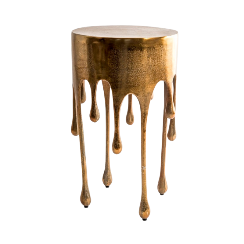 Gold "Dali" Drip Round Aluminium Side Table