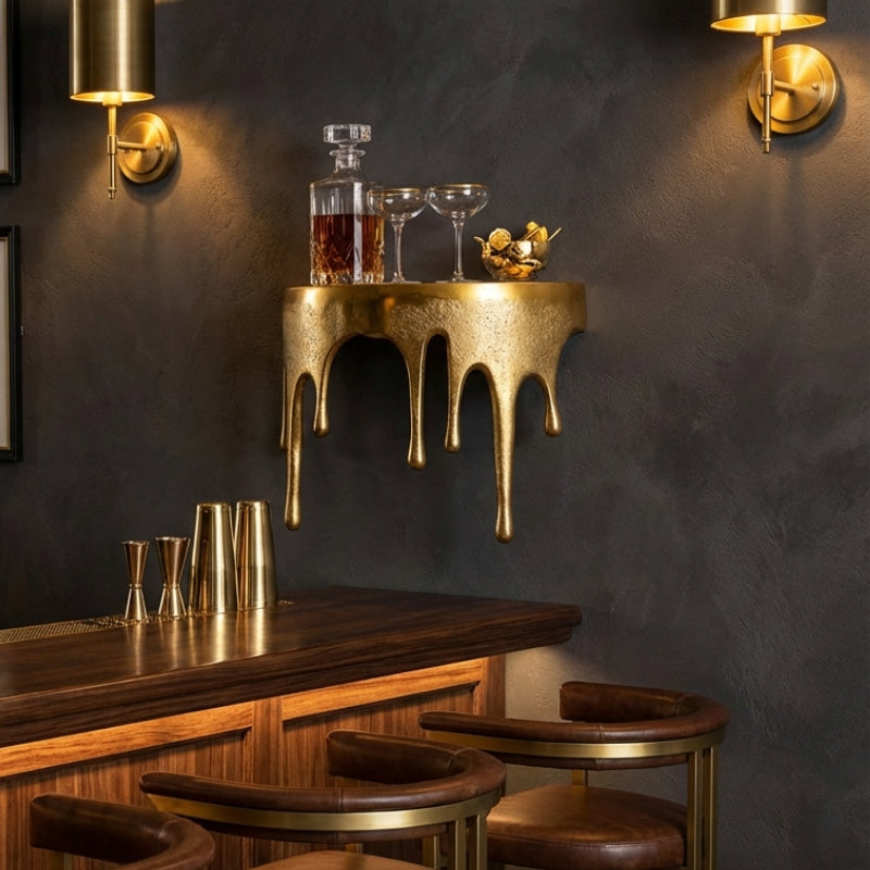 Gold "Dali" Drip Small Oval Aluminium Wall Shelf