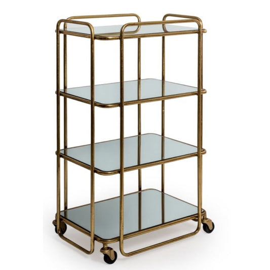 Gold Frame & Mirror Shelf Drinks Trolley
