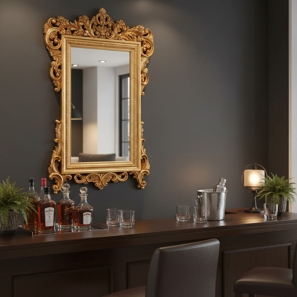Gold Baroque Floral Mirror