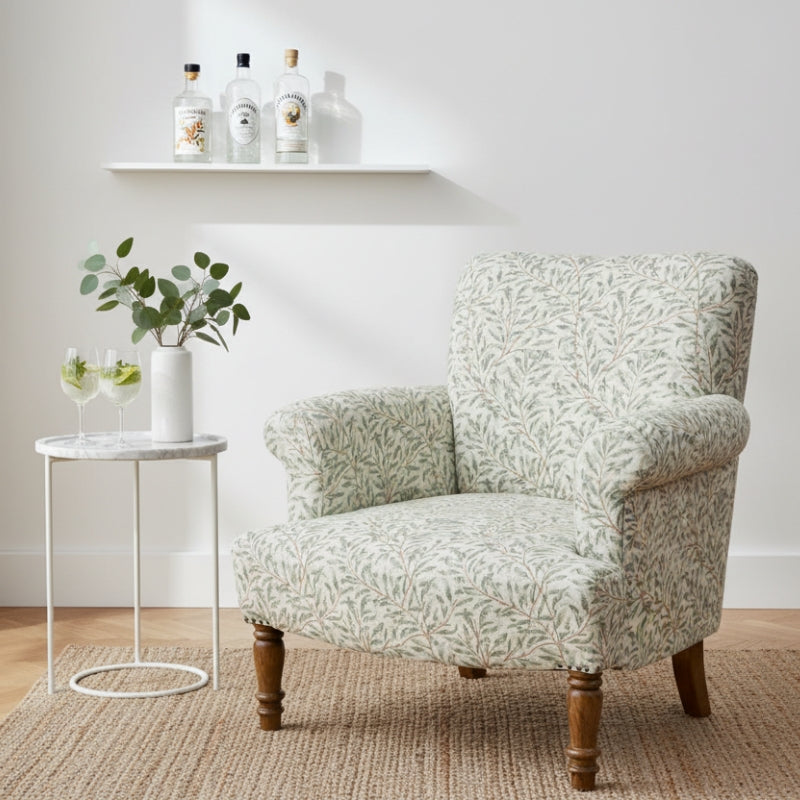 Willow Bough Occasional Armchair – Green & Ivory Cotton