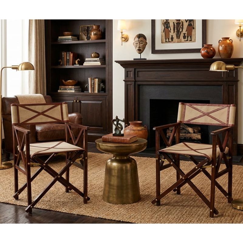 Explorer Handcrafted Canvas Director Chair - Cognac