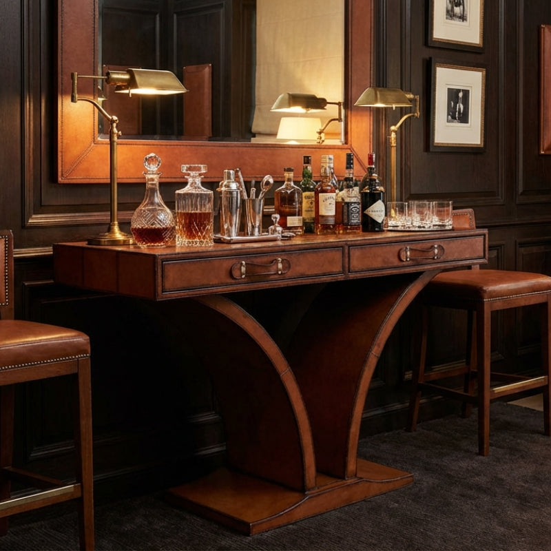 Handcrafted Console Table - Cognac