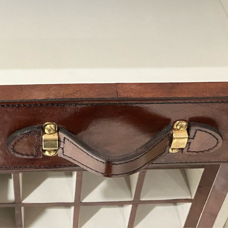 Explorer Handcrafted Cognac Leather Bar Cabinet