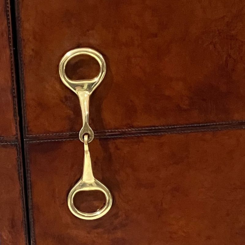 Explorer Handcrafted Cognac Leather Bar Cabinet