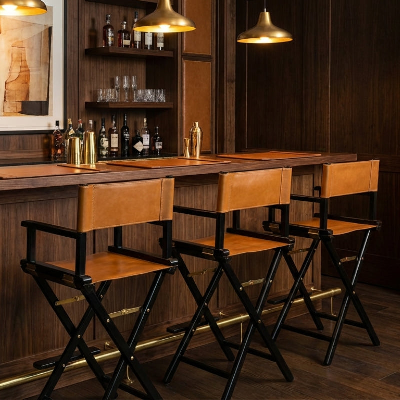 Explorer Handcrafted Leather Director Bar Stool - Cognac