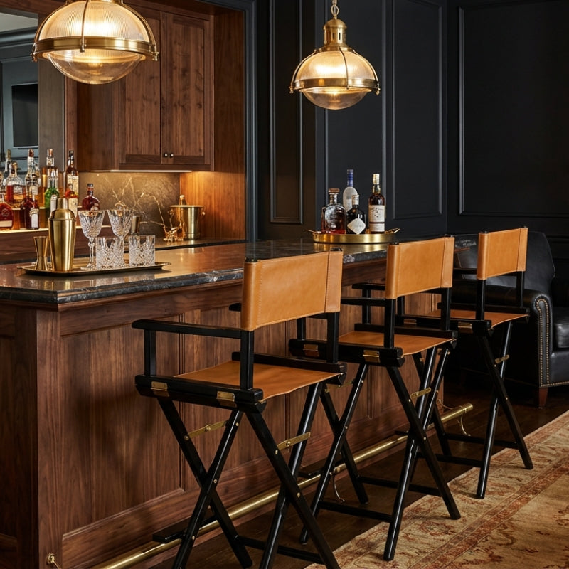 Explorer Handcrafted Leather Director Bar Stool - Cognac