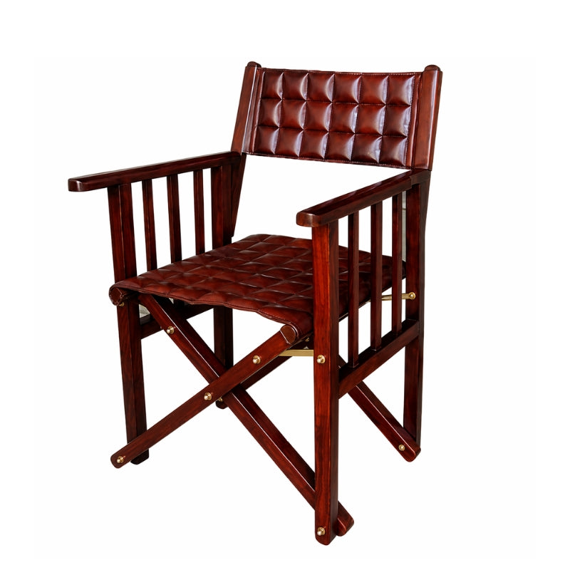 Explorer Handcrafted Quilted Director Chair - Cognac