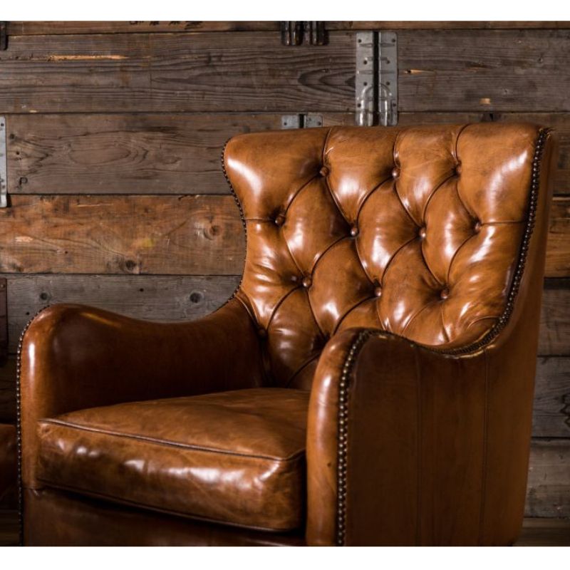 Hereford Leather Chesterfield Armchair