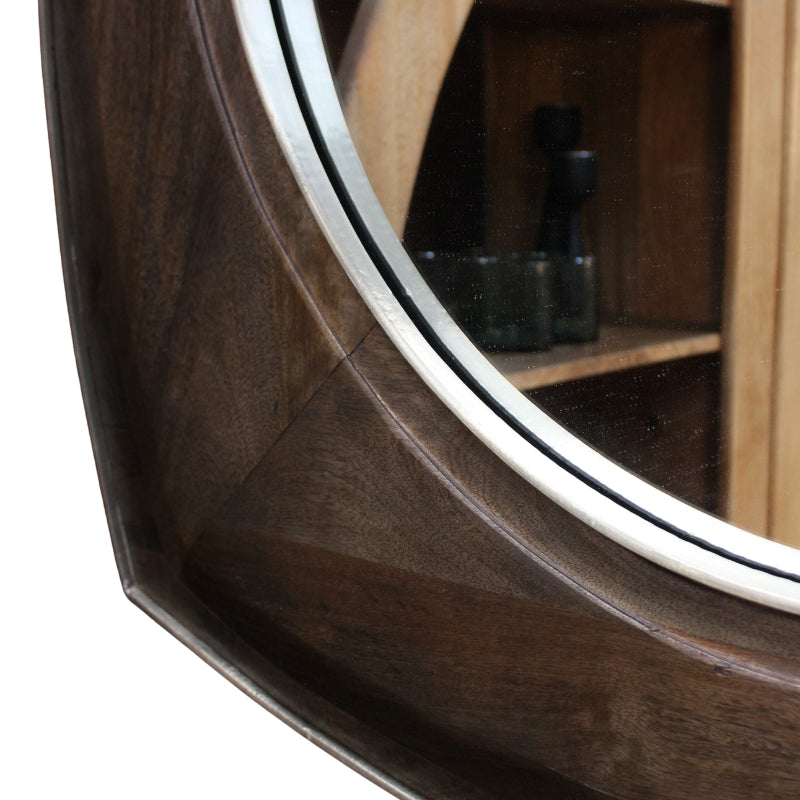 Hirani Curved Square Mango Wood Mirror