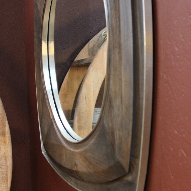 Hirani Curved Square Mango Wood Mirror