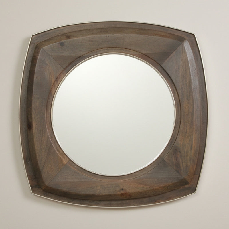 Hirani Curved Square Mango Wood Mirror
