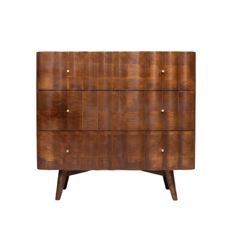 Indok Wooden Carving Design 3 Drawer Cabinet Marble Top