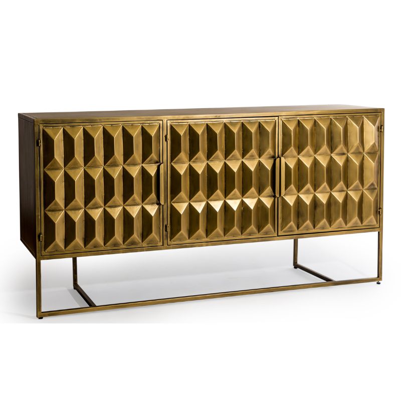 Industrial Gold "Fitzgerald" 3 Door Large Metal Sideboard