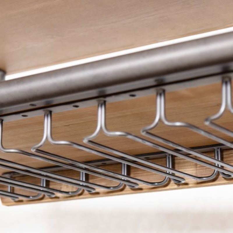 Industrial Loft Home Bar Unit with Glass Rack & Fridge Space