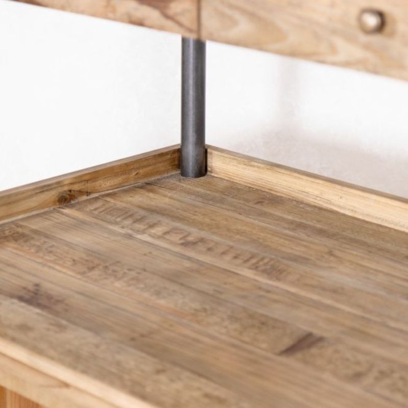 Industrial Loft Home Bar Unit with Glass Rack & Fridge Space