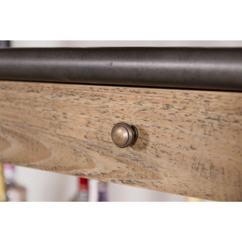 Industrial Loft Home Bar Unit with Glass Rack & Fridge Space