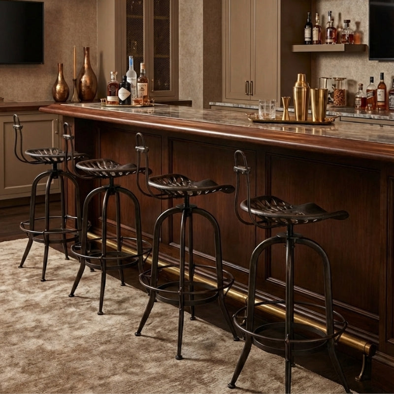 Industrial Tractor-Seat Style Adjustable Bar Stool