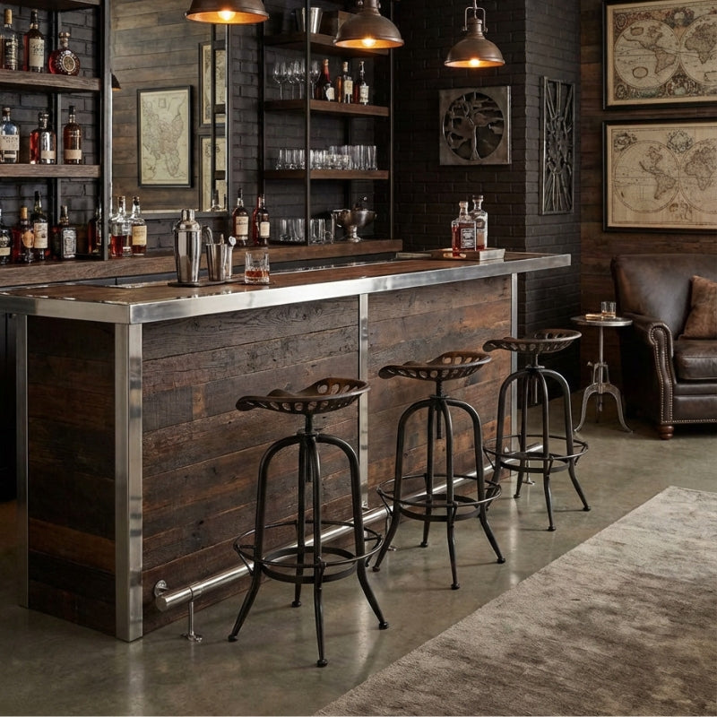 Industrial Tractor-Seat Style Adjustable Bar Stool