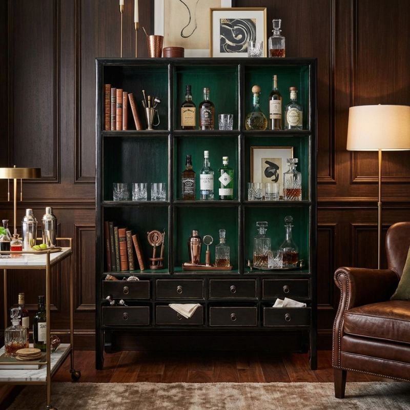 Jade Grand Display Cabinet with Drawers