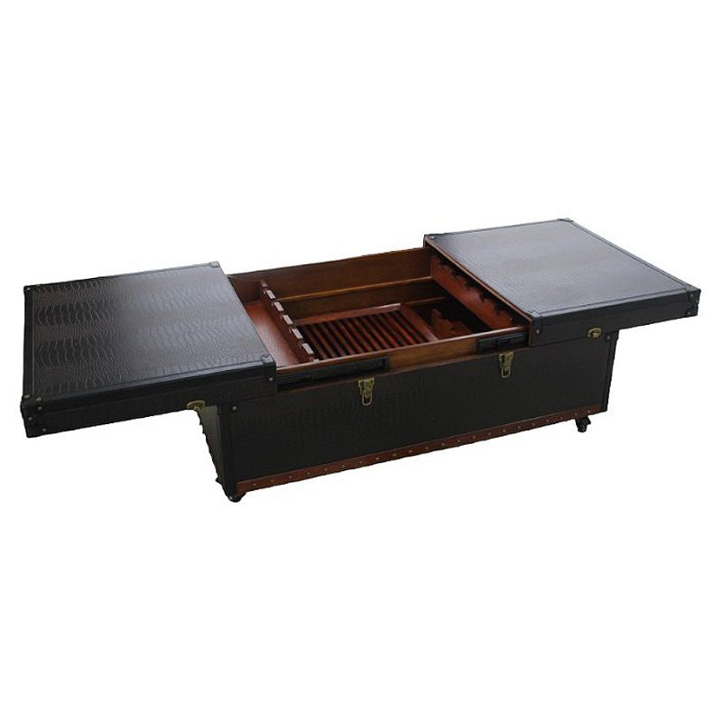 Kensington Leather Coffee Table with Wine Storage