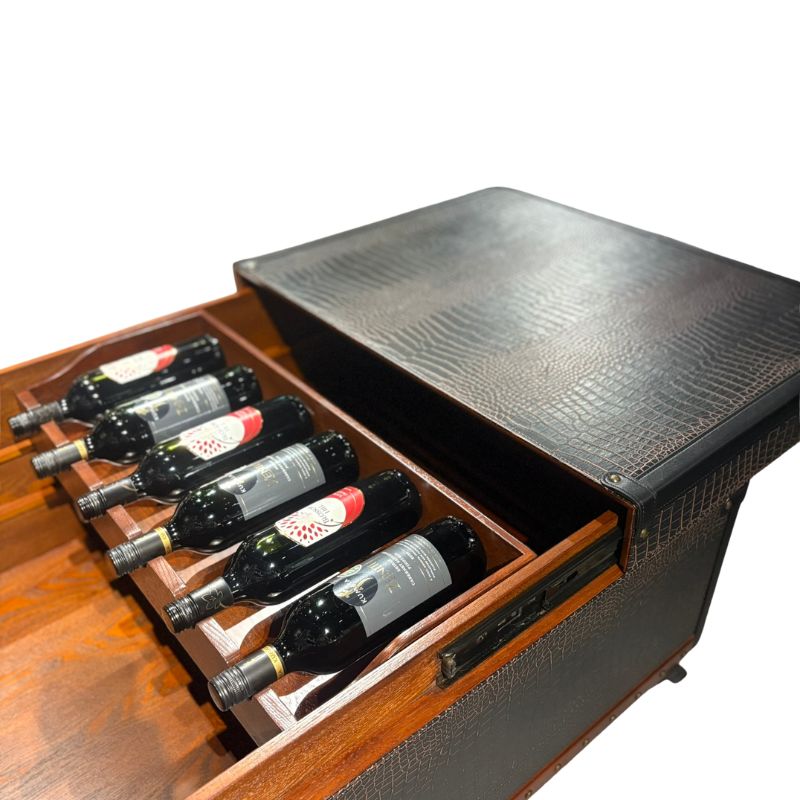 Kensington Leather Coffee Table with Wine Storage