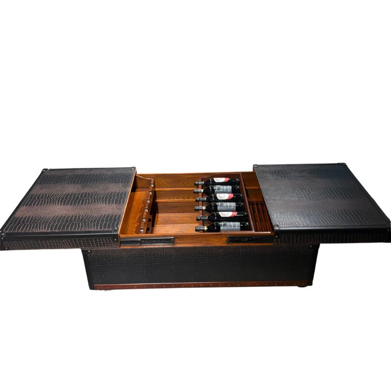 Kensington Leather Coffee Table with Wine Storage