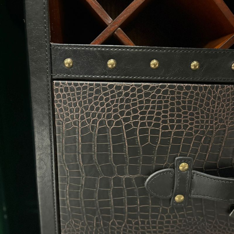 Kensington Leather Wine Cabinet with Mirror