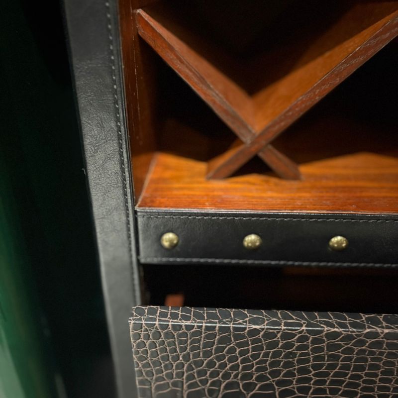 Kensington Leather Wine Cabinet with Mirror