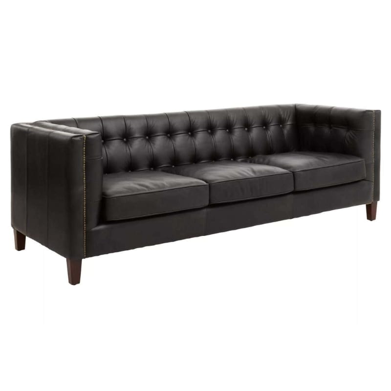 Leather Sofa King Three Seater Modern Chesterfield Black Leather Sofa