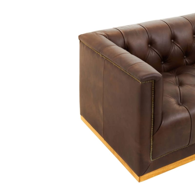 Leather Sofa King Three Seater Modern Chesterfield Dark Brown Leather Sofa