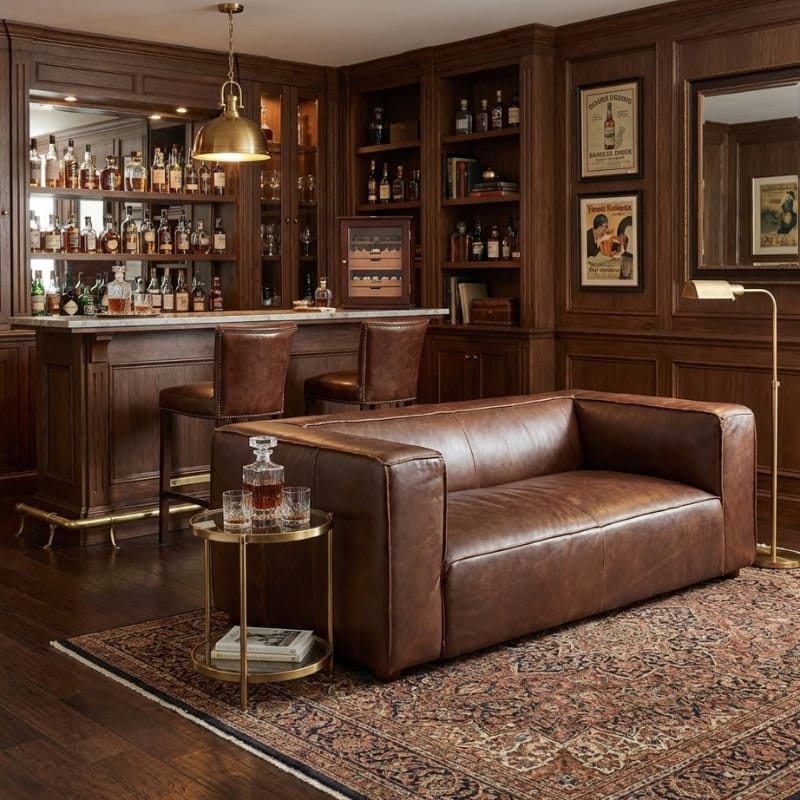 Leather Sofa King Two Seater Antique Brown Leather Sofa